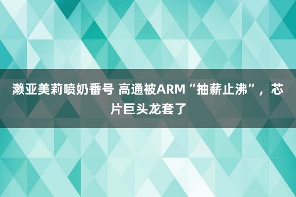 濑亚美莉喷奶番号 高通被ARM“抽薪止沸”，芯片巨头龙套了