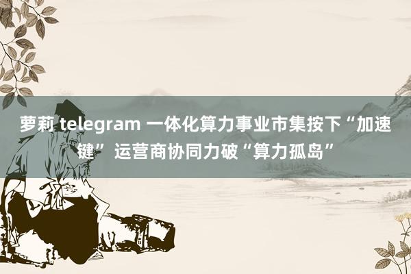 萝莉 telegram 一体化算力事业市集按下“加速键” 运营商协同力破“算力孤岛”