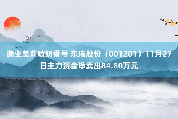 濑亚美莉喷奶番号 东瑞股份（001201）11月27日主力资金净卖出84.80万元