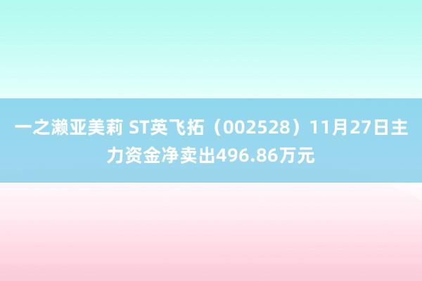 一之濑亚美莉 ST英飞拓（002528）11月27日主力资金净卖出496.86万元