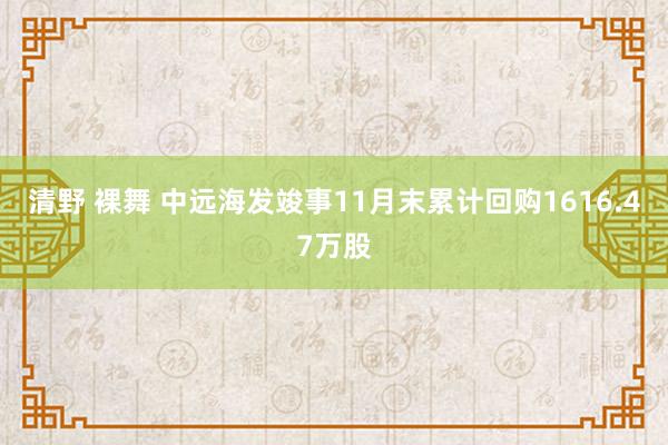 清野 裸舞 中远海发竣事11月末累计回购1616.47万股