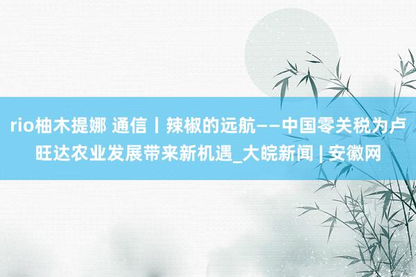 rio柚木提娜 通信丨辣椒的远航——中国零关税为卢旺达农业发展带来新机遇_大皖新闻 | 安徽网