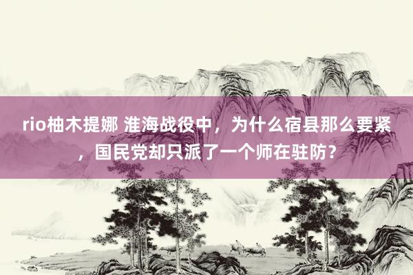 rio柚木提娜 淮海战役中，为什么宿县那么要紧，国民党却只派了一个师在驻防？