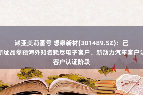濑亚美莉番号 想泉新材(301489.SZ)：已有部分新址品参预海外知名耗尽电子客户、新动力汽车客户认证阶段