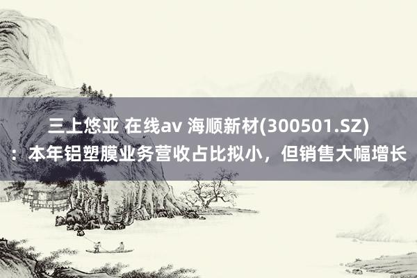 三上悠亚 在线av 海顺新材(300501.SZ)：本年铝塑膜业务营收占比拟小，但销售大幅增长