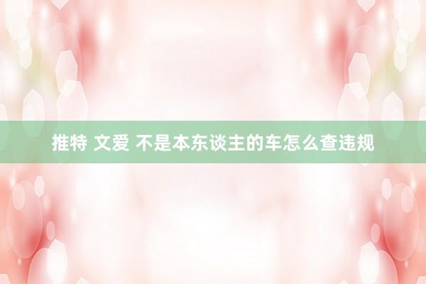 推特 文爱 不是本东谈主的车怎么查违规