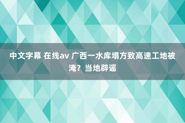 中文字幕 在线av 广西一水库塌方致高速工地被淹？当地辟谣