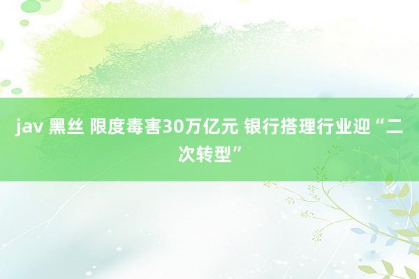 jav 黑丝 限度毒害30万亿元 银行搭理行业迎“二次转型”