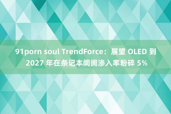 91porn soul TrendForce：展望 OLED 到 2027 年在条记本阛阓渗入率粉碎 5%