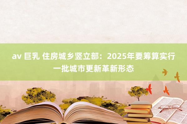 av 巨乳 住房城乡竖立部：2025年要筹算实行一批城市更新革新形态