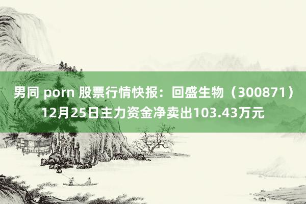 男同 porn 股票行情快报：回盛生物（300871）12月25日主力资金净卖出103.43万元