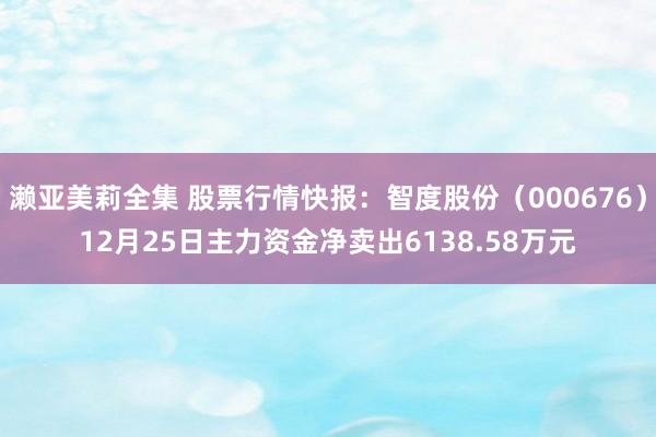 濑亚美莉全集 股票行情快报：智度股份（000676）12月25日主力资金净卖出6138.58万元