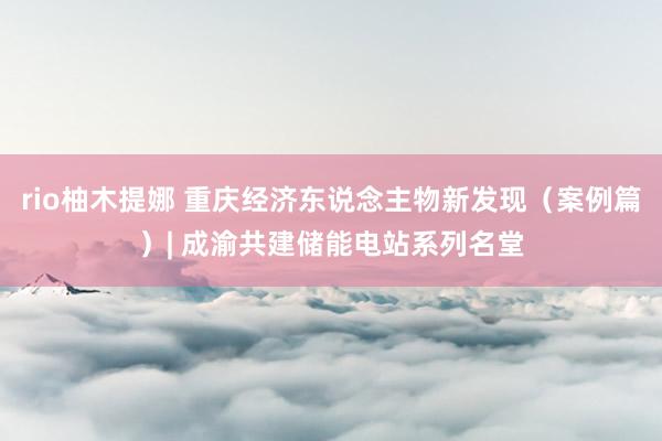 rio柚木提娜 重庆经济东说念主物新发现（案例篇）| 成渝共建储能电站系列名堂