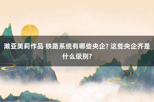 濑亚美莉作品 铁路系统有哪些央企? 这些央企齐是什么级别?