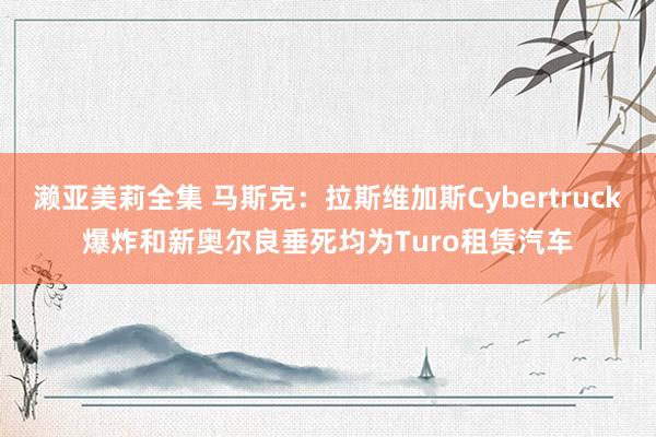 濑亚美莉全集 马斯克：拉斯维加斯Cybertruck爆炸和新奥尔良垂死均为Turo租赁汽车