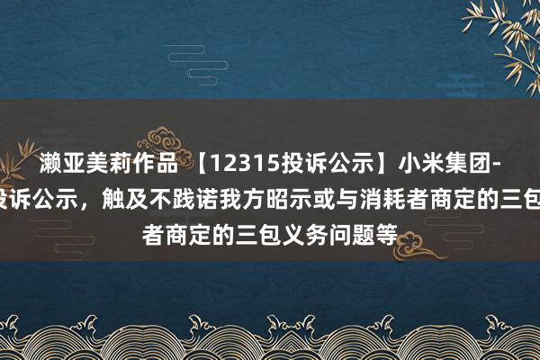 濑亚美莉作品 【12315投诉公示】小米集团-W新增2件投诉公示，触及不践诺我方昭示或与消耗者商定的三包义务问题等