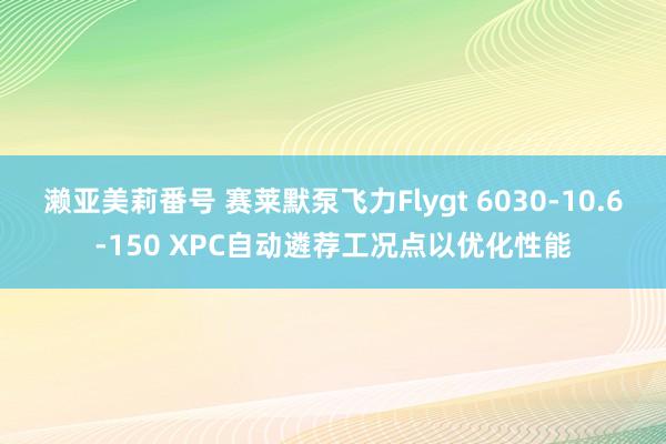 濑亚美莉番号 赛莱默泵飞力Flygt 6030-10.6-150 XPC自动遴荐工况点以优化性能