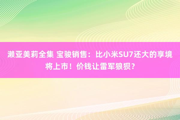 濑亚美莉全集 宝骏销售：比小米SU7还大的享境将上市！价钱让雷军狼狈？