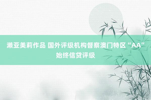 濑亚美莉作品 国外评级机构督察澳门特区“AA”始终信贷评级