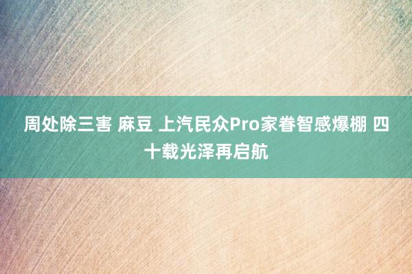周处除三害 麻豆 上汽民众Pro家眷智感爆棚 四十载光泽再启航