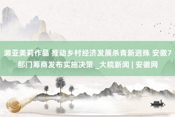 濑亚美莉作品 推动乡村经济发展杀青新迥殊 安徽7部门筹商发布实施决策 _大皖新闻 | 安徽网