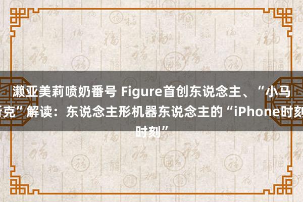 濑亚美莉喷奶番号 Figure首创东说念主、“小马斯克”解读：东说念主形机器东说念主的“iPhone时刻”