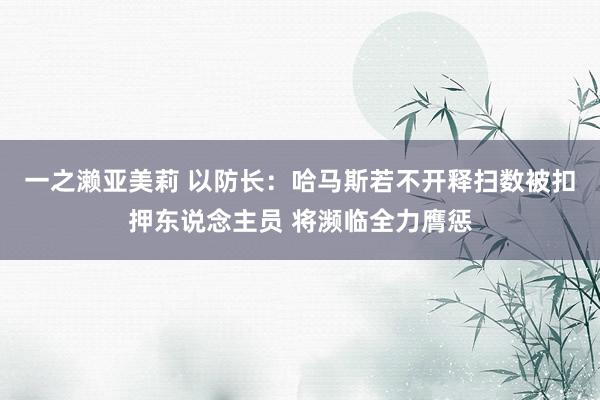 一之濑亚美莉 以防长：哈马斯若不开释扫数被扣押东说念主员 将濒临全力膺惩