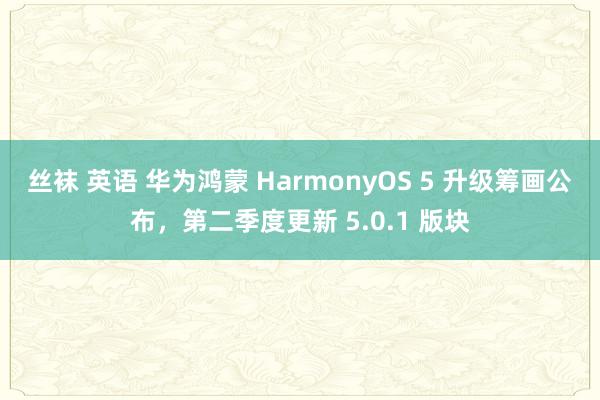 丝袜 英语 华为鸿蒙 HarmonyOS 5 升级筹画公布，第二季度更新 5.0.1 版块