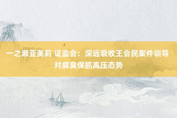 一之濑亚美莉 证监会：深远吸收王会民案件训导 对腐臭保抓高压态势