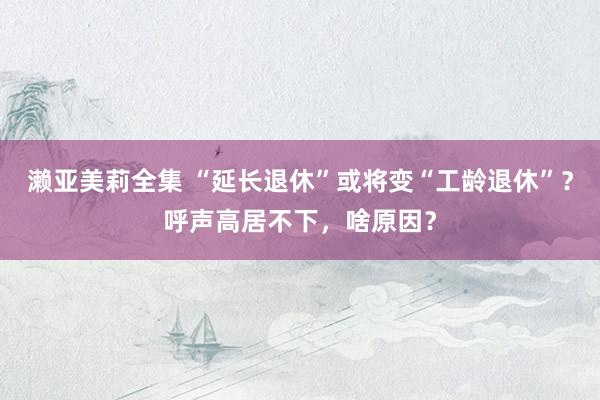 濑亚美莉全集 “延长退休”或将变“工龄退休”？呼声高居不下，啥原因？