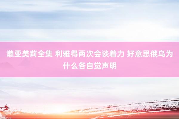 濑亚美莉全集 利雅得两次会谈着力 好意思俄乌为什么各自觉声明