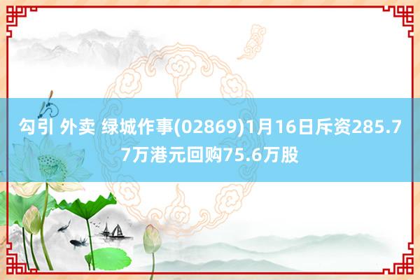 勾引 外卖 绿城作事(02869)1月16日斥资285.77万港元回购75.6万股