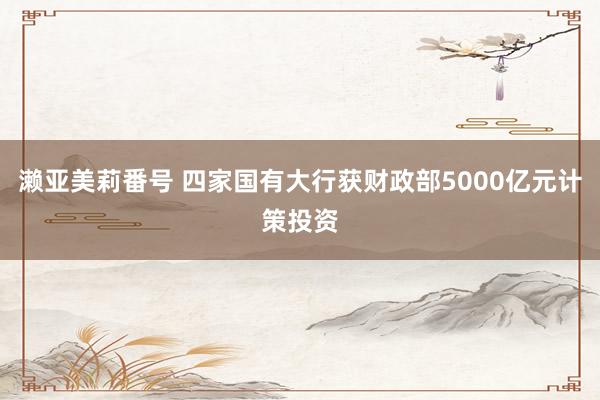 濑亚美莉番号 四家国有大行获财政部5000亿元计策投资