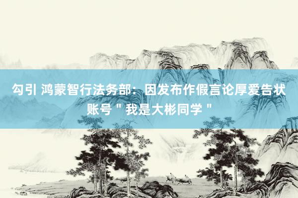 勾引 鸿蒙智行法务部：因发布作假言论厚爱告状账号＂我是大彬同学＂