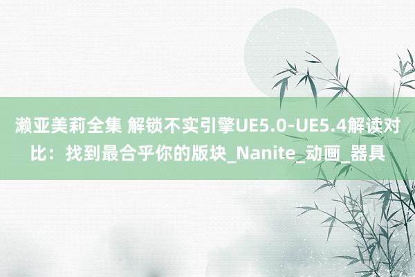 濑亚美莉全集 解锁不实引擎UE5.0-UE5.4解读对比：找到最合乎你的版块_Nanite_动画_器具