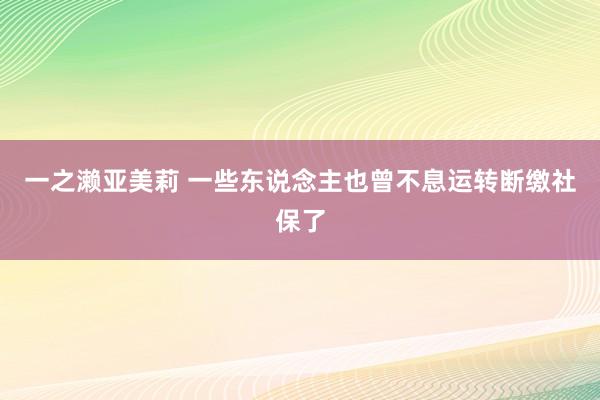 一之濑亚美莉 一些东说念主也曾不息运转断缴社保了