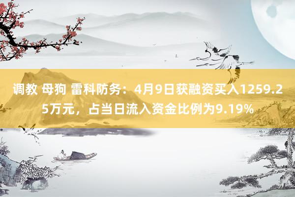 调教 母狗 雷科防务：4月9日获融资买入1259.25万元，占当日流入资金比例为9.19%