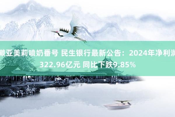 濑亚美莉喷奶番号 民生银行最新公告：2024年净利润322.96亿元 同比下跌9.85%