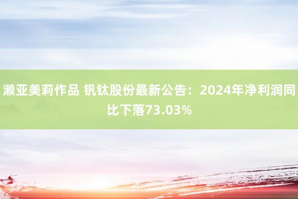 濑亚美莉作品 钒钛股份最新公告：2024年净利润同比下落73.03%