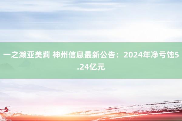 一之濑亚美莉 神州信息最新公告：2024年净亏蚀5.24亿元