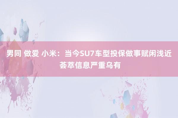 男同 做爱 小米：当今SU7车型投保做事赋闲浅近 荟萃信息严重乌有