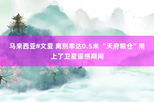 马来西亚#文爱 离别率达0.5米 “天府粮仓”用上了卫星遥感期间