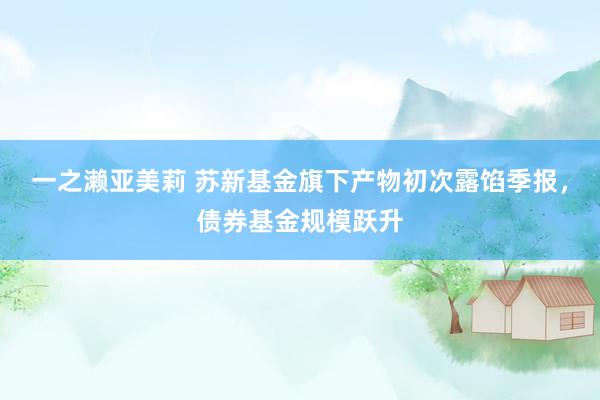 一之濑亚美莉 苏新基金旗下产物初次露馅季报，债券基金规模跃升