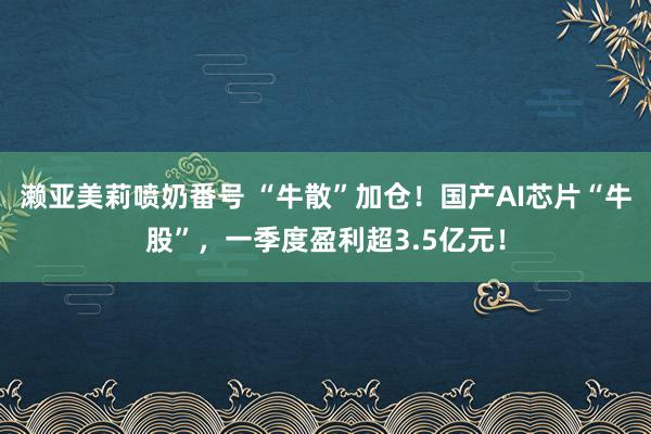濑亚美莉喷奶番号 “牛散”加仓！国产AI芯片“牛股”，一季度盈利超3.5亿元！