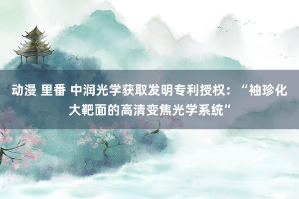 动漫 里番 中润光学获取发明专利授权：“袖珍化大靶面的高清变焦光学系统”