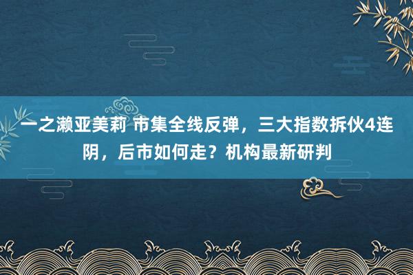 一之濑亚美莉 市集全线反弹，三大指数拆伙4连阴，后市如何走？机构最新研判